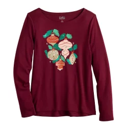 Women's Croft & Barrow® Holiday Long Sleeve Graphic Tee -Outlet Christmas Store 3913731 ALT