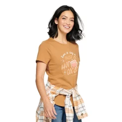 Women's Sonoma Goods For Life® Short Sleeve Holiday Graphic Tee -Outlet Christmas Store 5180762 Cup Of Cheer Brown