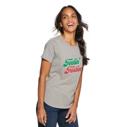 Women's Sonoma Goods For Life® Short Sleeve Holiday Graphic Tee -Outlet Christmas Store 5180762 Feelin Fefstive