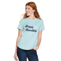 Women's Sonoma Goods For Life® Short Sleeve Holiday Graphic Tee -Outlet Christmas Store 5180762 Happy Hanukkah