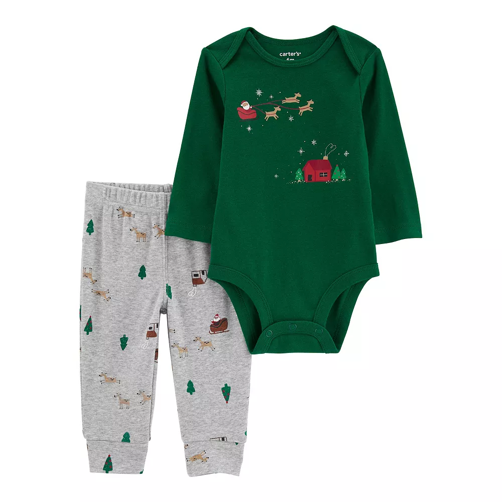 Baby Girl Carter's 2-Piece Christmas Bodysuit & Pant Set 1 Baby Girl Carter's 2-Piece Christmas Bodysuit & Pant Set