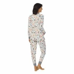 Maternity Cuddl Duds® Velour Fleece V-Neck Pajama Top & Pajama Jogger Pants Sleep Set -Outlet Christmas Store 5590673 ALT