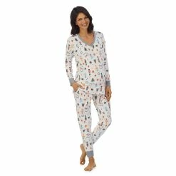 Maternity Cuddl Duds® Velour Fleece V-Neck Pajama Top & Pajama Jogger Pants Sleep Set -Outlet Christmas Store 5590673 Cream Nutcracker