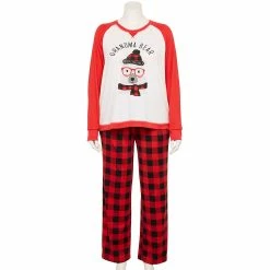 Plus Size Jammies For Your Families® Beary Cool Cozy "Grandma Bear" Pajama Set by Cuddl Duds® -Outlet Christmas Store 5601560 ALT2