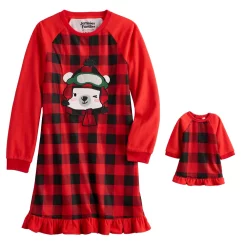 Girls 4-16 Jammies For Your Families® Beary Cool Dolly & Me Nightgown Set by Cuddl Duds®