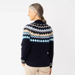 Women's Croft & Barrow® Fair Isle Sweater -Outlet Christmas Store 5655741 ALT