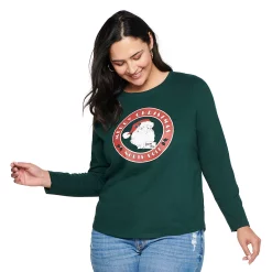 Plus Size Sonoma Goods For Life® Long Sleeve Holiday Graphic Tee -Outlet Christmas Store 5662993 Santa