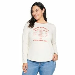 Plus Size Sonoma Goods For Life® Long Sleeve Holiday Graphic Tee -Outlet Christmas Store 5662993 Seasons Greetings