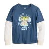 Boys 4-12 Jumping Beans® The Mandalorian Grogu aka Baby Yoda Snow Angel Thermal Sleeve Skater Tee