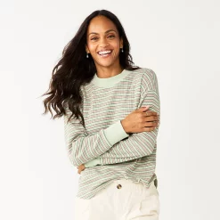 Women's Sonoma Goods For Life® Mockneck Waffle Top 15 Women's Sonoma Goods For Life® Mockneck Waffle Top -Outlet Christmas Store 5672315 Light Olive Stripe
