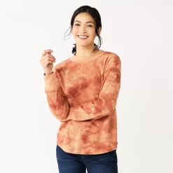 Women's Sonoma Goods For Life® Mockneck Waffle Top 20 Women's Sonoma Goods For Life® Mockneck Waffle Top -Outlet Christmas Store 5672315 Rust Tie Dye