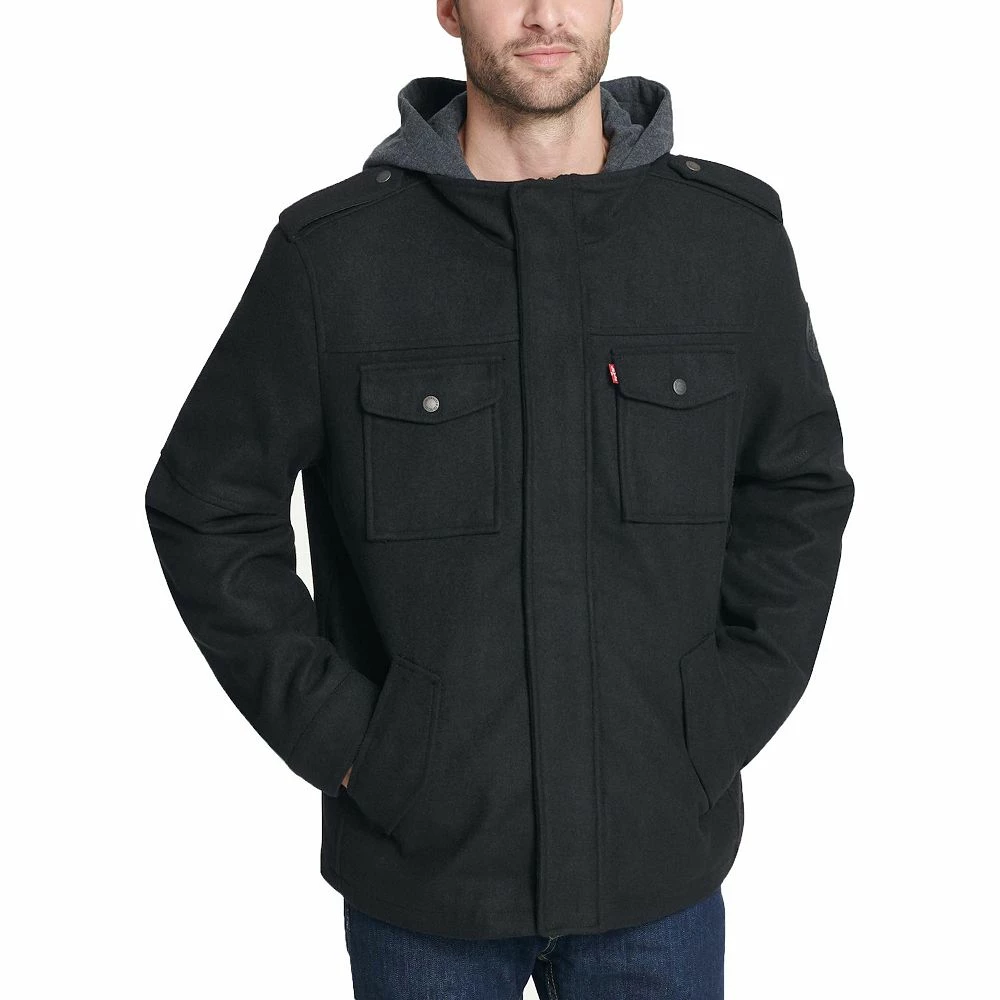 Men's Levi's Wool-Blend Hooded Military Jacket 4 Men's Levi's Wool-Blend Hooded Military Jacket - Image 4