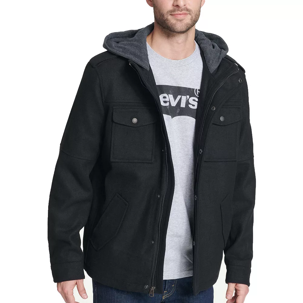 Men's Levi's Wool-Blend Hooded Military Jacket 5 Men's Levi's Wool-Blend Hooded Military Jacket - Image 5