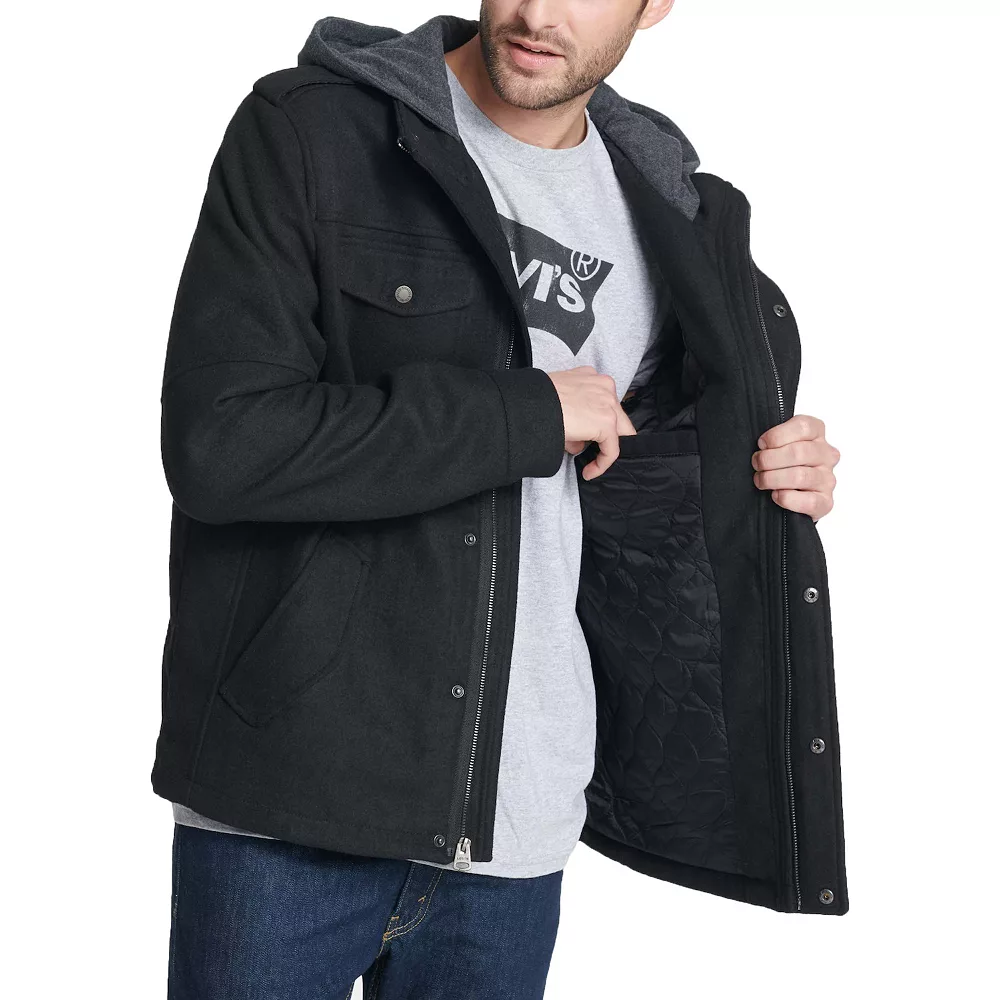 Men's Levi's Wool-Blend Hooded Military Jacket 6 Men's Levi's Wool-Blend Hooded Military Jacket - Image 6