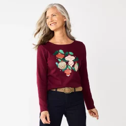 Petite Croft & Barrow® Christmas Graphic Tee -Outlet Christmas Store 5726272 Berry Ornaments