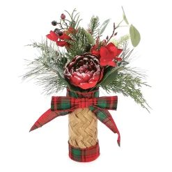 St. Nicholas Square® Artificial Snow Red Floral Stack Table Decor