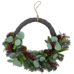 St. Nicholas Square® Asymmetrical Artificial Holly Berry Wreath