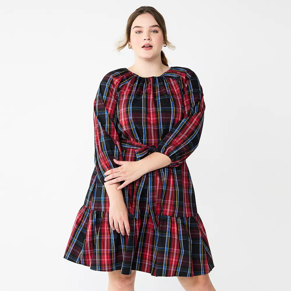 Plus Size DRAPER JAMES RSVP™ Long Sleeve Tiered Bow Back Dress 1 Plus Size DRAPER JAMES RSVP™ Long Sleeve Tiered Bow Back Dress