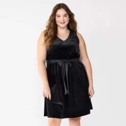 Plus Size DRAPER JAMES RSVP™ Sleeveless Knot-Waist Velvet Dress