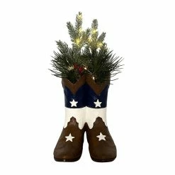 St. Nicholas Square® Texas Botanical Cowboy Boot LED Table Decor