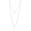 Nine West Gold Tone 2 Row Bar Pendant Necklace
