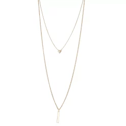 Nine West Gold Tone 2 Row Bar Pendant Necklace