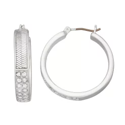 Nine West Pave Click-It Hoop Earrings