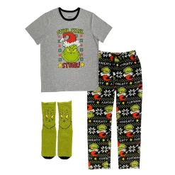 Men's The Grinch Stink Stank Stunk Pajama & Socks Set 6 Men's The Grinch Stink Stank Stunk Pajama & Socks Set -Outlet Christmas Store 5808592 ALT2